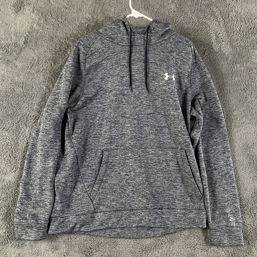 Under Armour Hoodie Mens XL Blue Gray Space Dye Loose Fit Fleece Lined Pullover